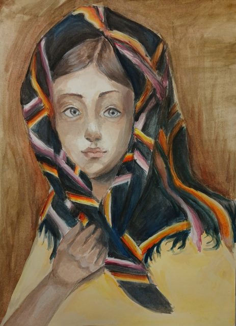 Шиленкова Элина.11лет. А.Венецианов.Девушка в платке